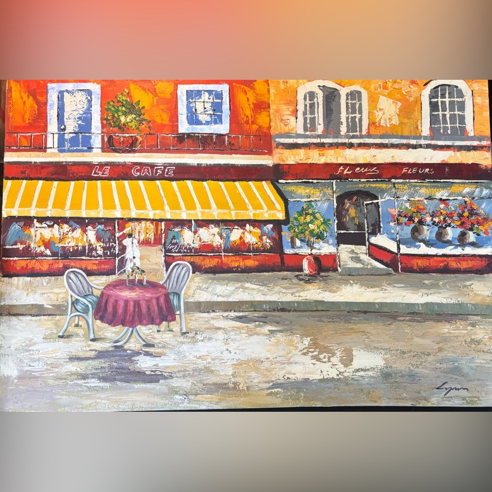 Charming Street Cafe Art Print